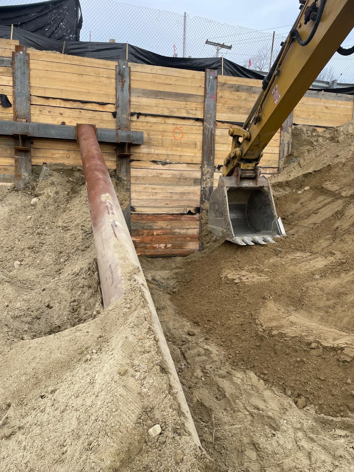 Deep-foundation work underway on a constrained Boston site.